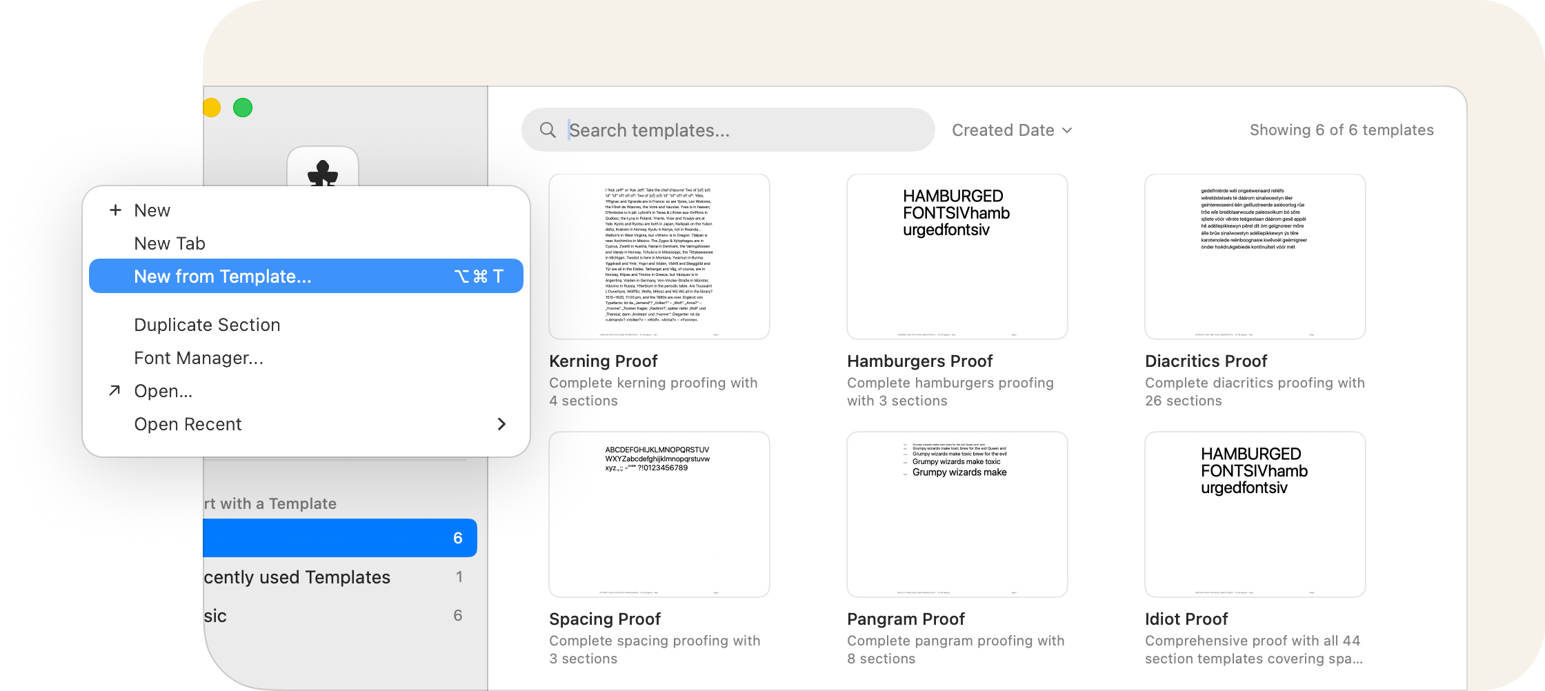 Proof templates in Hellbox